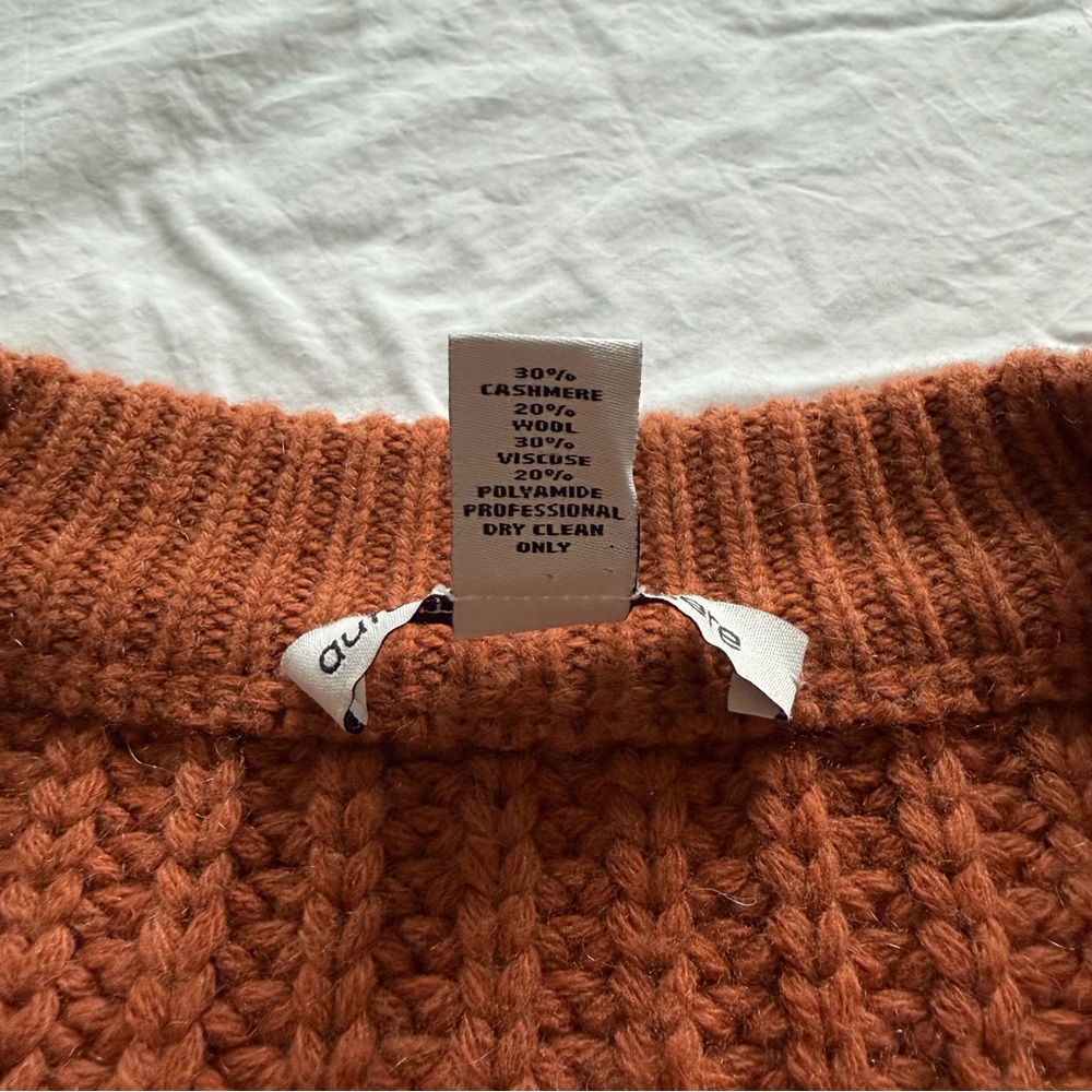 Autumn Cashmere Chunky‎ V-Neck Wool/Cashmere Sweater Burnt Orange S - Picture 2 of 6